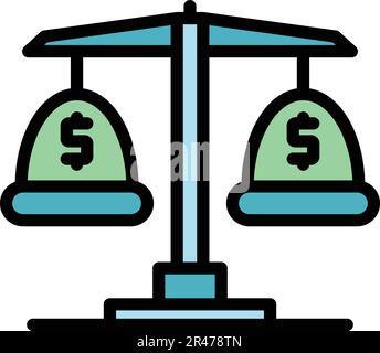 Icône de balance de caisse. Icône vectorielle Cash Scale pour la conception Web isolée sur fond blanc plat couleur Illustration de Vecteur