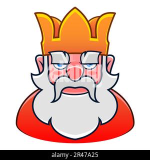 Illustration vectorielle de dessin animé King isolée sur fond blanc. Bon, joyeux roi portant la couronne et le manteau. Stocky et gras vieux blanc à la peau, genre Illustration de Vecteur