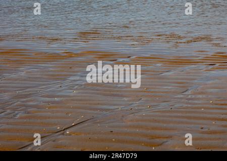 L'eau sur du sable ondulé sur une plage - texture, motif Banque D'Images