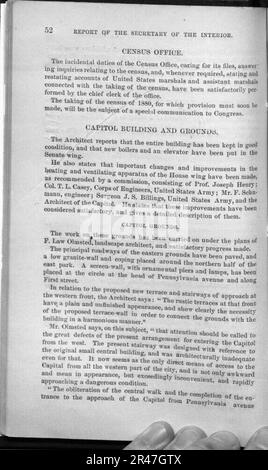 Département de l'intérieur des États-Unis Rapport annuel exercice terminé 30 juin 1877 p 52 Banque D'Images