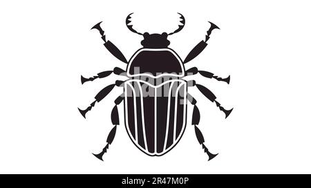 Silhouette noire vectorielle d'un coléoptère isolé sur un fond blanc. Illustration de Vecteur