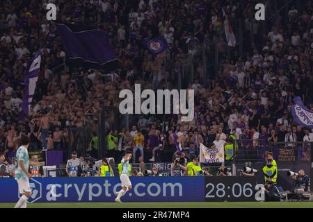 Rome, Italie. 24th mai 2023. Italie, Rome, mai 24 2023: Lautaro Martinez (FC Inter Striker) marque et célèbre avec ses coéquipiers le but 1-1 à 29' pendant le match de football FC Inter vs Fiorentina, final Coppa Italia 2023 stadio Olimpico (Credit image: © Fabrizio Andrea Bertani/Pacific Press via ZUMA Press Wire) USAGE ÉDITORIAL SEULEMENT! Non destiné À un usage commercial ! Banque D'Images