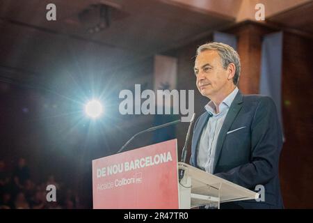 Sitges, Barcelone, Espagne. 26th mai 2023. Le candidat au poste de maire aux élections municipales de Barcelone, Jaume Collboni, ainsi que le président du gouvernement Pedro Sánchez, ont clos la campagne électorale par un geste massif. José Luis Rodriguez Zapatero, Salvador Illa, Miquel Iceta et Marta Farres ont également participé à l'événement. (Credit image: © Marc Asensio Clupes/ZUMA Press Wire) USAGE ÉDITORIAL SEULEMENT! Non destiné À un usage commercial ! Banque D'Images