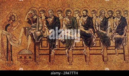 Artiste inconnu - Christ lavant les pieds de ses disciples Banque D'Images
