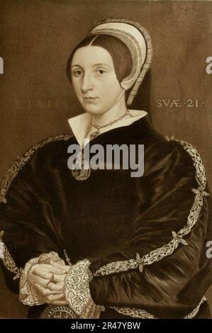 Femme inconnue, anciennement connue sous le nom de Catherine Howard, gravure Banque D'Images