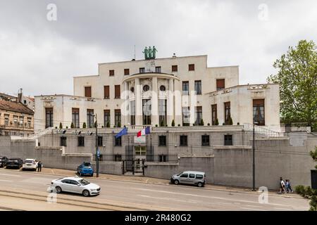 Ambassade de France dans la ville de Belgrade, Serbie par une journée nuageux Banque D'Images