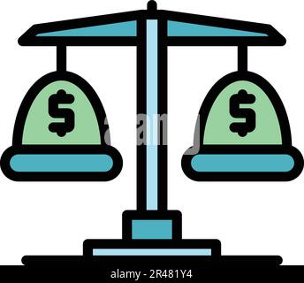Icône de balance de caisse. Icône vectorielle Cash Scale pour la conception Web isolée sur fond blanc plat couleur Illustration de Vecteur