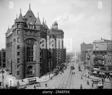 Niagara Street, Buffalo, N.Y., c1908. Erie County Savings Bank à gauche. Banque D'Images