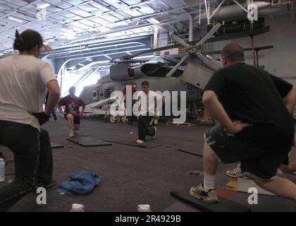 LES marins DE LA Marine AMÉRICAINE stationnés à bord de l'USS Theodore Roosevelt (CVN 71) avec l'équipe d'élimination des explosifs Ordnance Banque D'Images