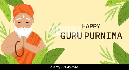 happy guru purnima bannière horizontale illustration dessin vectoriel Illustration de Vecteur