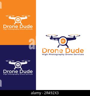 Inspiration de conception de logo de drone simple de vecteur Illustration de Vecteur