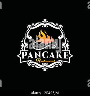 Concept du logo de la cuisine du restaurant Pancake Illustration de Vecteur