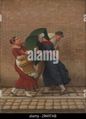 Scène de rue dans le vent et le temps de pluie, 1846. Banque D'Images