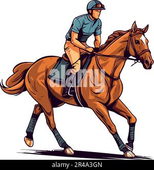 Homme à cheval étalons dans le succès d'événement équestre Illustration de Vecteur