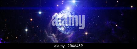Planète Terre dans le ciel de Starry. Éléments de cette image Banque D'Images
