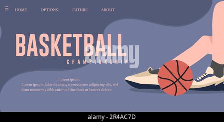 Affiche de l'interface de connexion au tournoi de basket-ball, illustration du vecteur de conception de bannière Web. Illustration de Vecteur