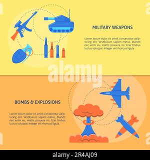 Modèles de prospectus d'armes militaires avec emplacement pour le texte. Armes à feu et explosifs. Illustration vectorielle. Illustration de Vecteur