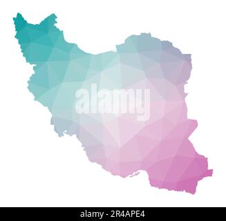 Carte polygonale de l'Iran. Illustration géométrique du pays aux couleurs émeraude et améthyste. Carte de l'Iran dans le style poly bas. Illustration de Vecteur