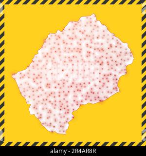 Lesotho fermé - signe de danger de virus. Icône de pays de verrouillage. Bordure rayée noire autour de la carte avec concept de propagation de virus. Illustration vectorielle. Illustration de Vecteur