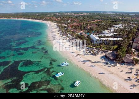 Plage, Hôtel, Reef, Bavaro, Punta Cana, Province de la Altagracia, République Dominicaine, Beach Resort Banque D'Images