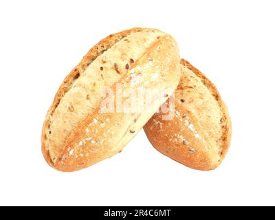 Rouleaux multigrains. Rouleaux croustillants faits de farine d'épeautre avec ajout de grains de lin Banque D'Images