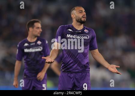 Rome, Italie, 24th mai 2023. Arthur Cabral de l'ACF Fiorentina réagit pendant le match de Coppa Italia au Stadio Olimpico, Rome. Le crédit photo devrait se lire: Jonathan Moscrop / Sportimage Banque D'Images