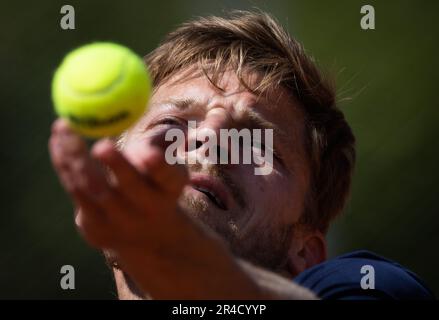 Paris, France. 27th mai 2023. David Goffin belge photographié lors d'une session de formation au tournoi de tennis Roland Garros, à Paris, France, le samedi 27 mai 2023. Le tournoi de cette année a lieu du 22 mai au 12 juin. BELGA PHOTO BENOIT DOPPAGNE crédit: Belga News Agency/Alay Live News Banque D'Images