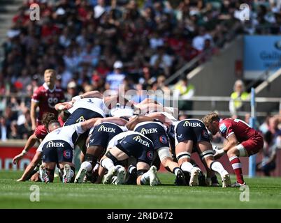 Stade de Twickenham, Londres, Royaume-Uni. 27th mai 2023. English Premiership Rugby final, sale Sharks versus Saracens; Gus Warr of sale Sharks alimente le ballon dans un cram Credit: Action plus Sports/Alay Live News Banque D'Images