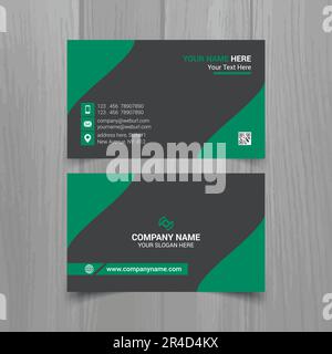 Modèle horizontal de carte de visite de couleur verte et gris foncé, modèle de conception de mise en page simple et propre Illustration de Vecteur
