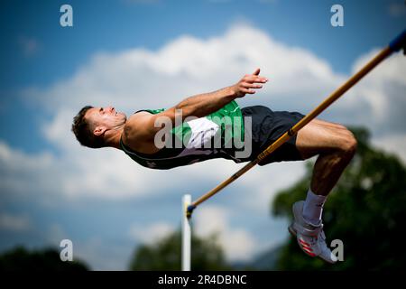 Gotzis, Autriche. 27th mai 2023. Niels Pittomvils belges photographiés en action lors de l'événement de saut en hauteur, lors de l'événement de décathlon masculin le premier jour de la Hypo-Meeting, IAAF World Combined Events Challenge, dans le stade Mosle à Gotzis, Autriche, samedi 27 mai 2023. BELGA PHOTO JASPER JACOBS crédit: Belga News Agency/Alay Live News Banque D'Images