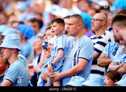 Les fans de Coventry City lors de la finale du championnat Sky Bet au stade Wembley, Londres. Date de la photo: Samedi 27 mai 2023. Banque D'Images