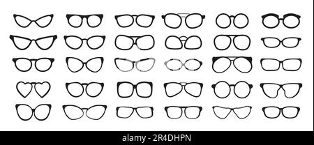 Vecteur de silhouette de lunettes. Monture pour lunettes de soleil. Monture de lunettes correctrice de la vision, monture de verre optique pour la myopie Illustration de Vecteur