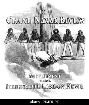 The Grand Naval Review - supplément, 1856. « Au courant des deux dernières années de l'histoire des réalisations navales et militaires, nous concluons la période d'une guerre réussie par l'exposition de notre force sans facultés affaiblies, et l'entraînement splendide. Jamais, à aucune période de notre histoire, nous n'avons pu, même au début d'une guerre, nous vanter d'une flotte aussi puissante en nombre et en métal que celle qui flotte à Spithead. Un rassemblement aussi puissant de bateaux à canon et de premier ordre ne sera peut-être pas encore assisté pendant des années dans ces eaux ; et la répétition pour le bénéfice de spectateurs pacifiques de quelques épisodes de mimic dans r Banque D'Images