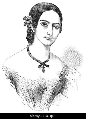 Madame Celeste, 1856. Danseuse et actrice française qui '... est apparue au Théâtre Royal de Liverpool, comme Fenella dans "Masaniello", et a exposé les lumières et les nuances d'excellence qui l'ont caractérisée depuis à agir dans un degré si extraordinaire, cependant, à cette période particulière, Elle était presque totalement ignorante de la langue anglaise... de sa réapparition au Drury Lane Theatre - si arbitraire est le goût public - elle a été reçue triomphalement dans l'exposition chorégraphique qui, mais quelques années auparavant, avait été prononcée un échec... nous avons parlé de Madame Celeste en sa qualité o Banque D'Images