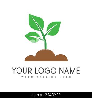Jardinage logo Design logo de l'agriculture de feuilles Illustration de Vecteur