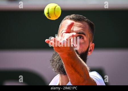 Paris, France. 27th mai 2023. Benoit paire de France lors d'un match d'exposition de Roland-Garros 2023, tournoi de tennis Grand Slam, aperçus sur 27 mai 2023 au stade Roland-Garros à Paris, France - photo Matthieu Mirville/DPPI crédit: DPPI Media/Alamy Live News Banque D'Images
