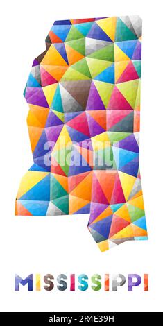Mississippi - forme basse couleur poly US State. Triangles géométriques multicolores. Design moderne et tendance. Illustration vectorielle. Illustration de Vecteur