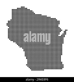 Carte du Wisconsin. Carte du Wisconsin en pointillé. Frontières de l'état américain remplies de rectangles pour votre conception. Illustration vectorielle. Illustration de Vecteur