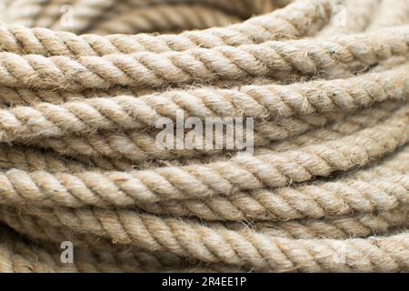 Corde de jute, vue rapprochée de la corde de jute. Banque D'Images