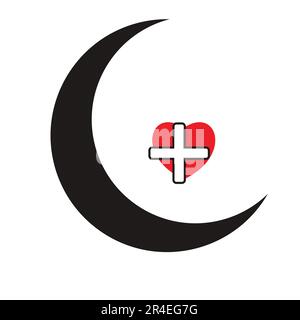 Symbole médical du croissant de lune et de coeur. Symbole d'amour. Illustration du vecteur plat Illustration de Vecteur