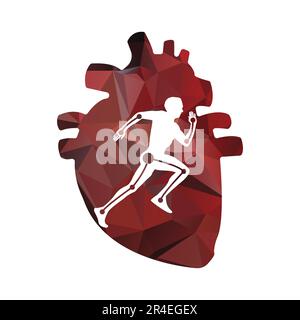 Modèle de conception du logo de l'homme de course à pied. Logo coeur vectoriel. Illustration de Vecteur