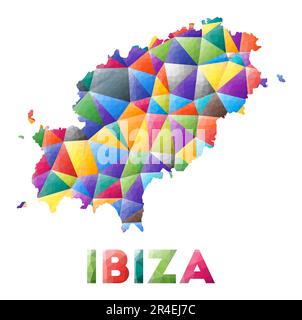 Ibiza - petite île colorée en polype. Triangles géométriques multicolores. Design moderne et tendance. Illustration vectorielle. Illustration de Vecteur