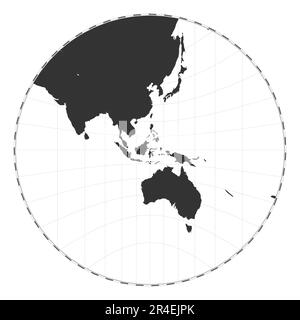 Carte du monde vectoriel. Projection Gnomonic. Carte géographique du monde Uni avec lignes de latitude et de longitude. Centré sur une longitude de 120deg W. Illustrateur vectoriel Illustration de Vecteur