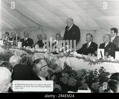 Ouverture officielle de l'usine de production de carbide et d'acétylène à Maydown, près de Londonderry, en Irlande du Nord, sur 15 juin 1960. Carbide Industries Limited faisait partie du British Oxygen Group of Companies. Banque D'Images