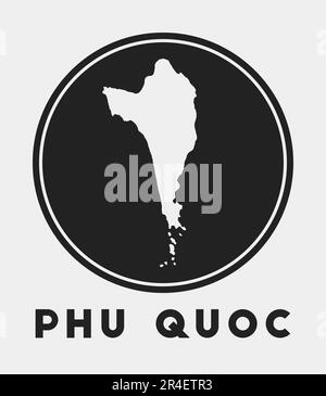 Icône Phu Quoc. Logo rond avec plan de l'île et titre. Badge Phu Quoc élégant avec carte. Illustration vectorielle. Illustration de Vecteur