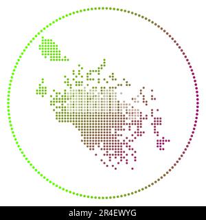 Badge numérique de Cat Ba Island. Carte en pointillés de l'île Cat Ba en cercle. Icône technique avec points en dégradé. Illustration vectorielle créative. Illustration de Vecteur