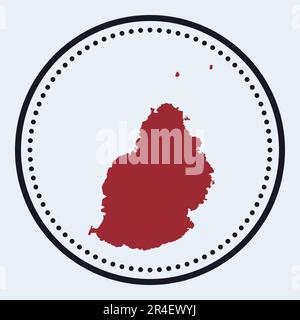 Timbre rond Maurice. Logo rond avec plan de l'île et titre. Badge élégant minimaliste avec carte. Illustration vectorielle. Illustration de Vecteur