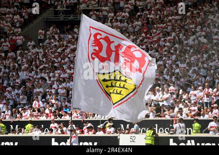 Stuttgart, Allemagne. 27th mai 2023. Stuttgart drapeau, drapeau, drapeau ondulant. Football 1. Bundesliga saison 2022/2023, 34.matchday, matchday34, VFB Stuttgart-TSG 1899Hoffenheim 1-1 sur 27 mai 2023, Mercedes Benz Arena Stuttgart? Credit: dpa/Alay Live News Banque D'Images