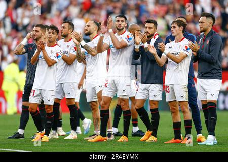 Séville, Espagne. 27th mai 2023. Séville FC joueurs pendant le match de la Liga entre Sevilla FC et Real Madrid joué au stade Sanchez Pizjuan sur 27 mai à Séville, Espagne. (Photo par Antonio Pozo/PRESSIN) Credit: PRESSINPHOTO SPORTS AGENCY/Alay Live News Banque D'Images