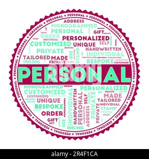Image DE mot PERSONNELLE. Concept personnel avec nuages de mots et texte rond. Couleurs et texture de grunge agréables. Magnifique illustration vectorielle. Illustration de Vecteur
